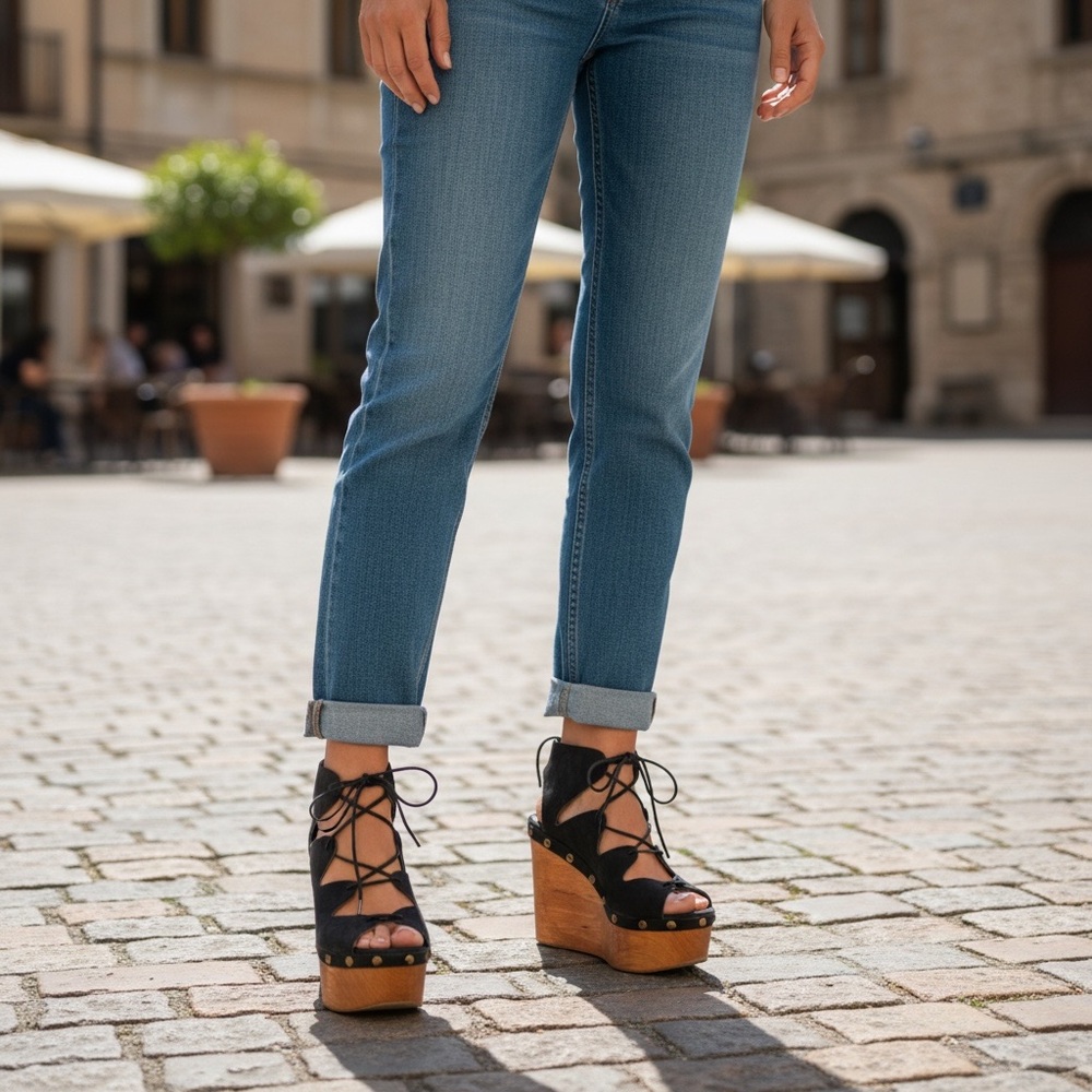 Elegant Black Leather Sandals by Five Worlds